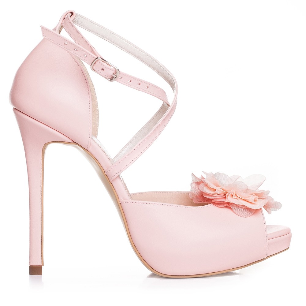 Sandale cu platforma roz sidef accesorizati cu cristale Dennise