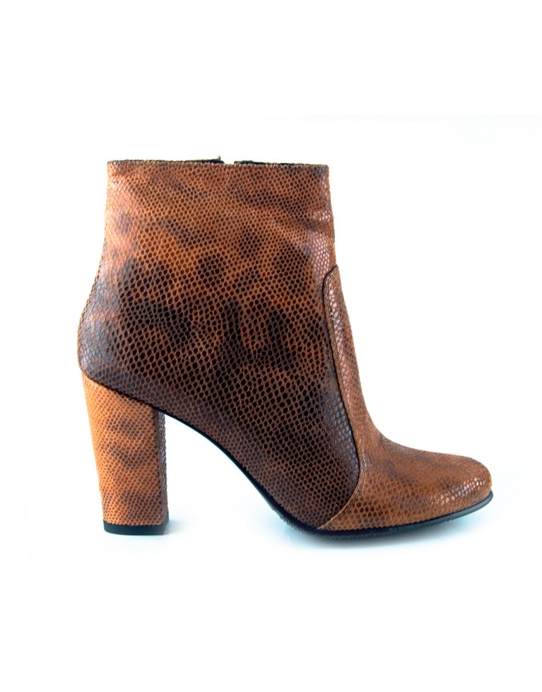 botine de dama cu snake print portocaliu