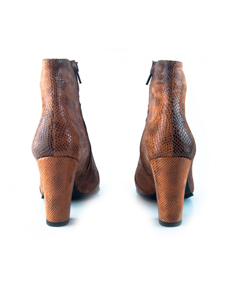 botine de dama cu snake print portocaliu