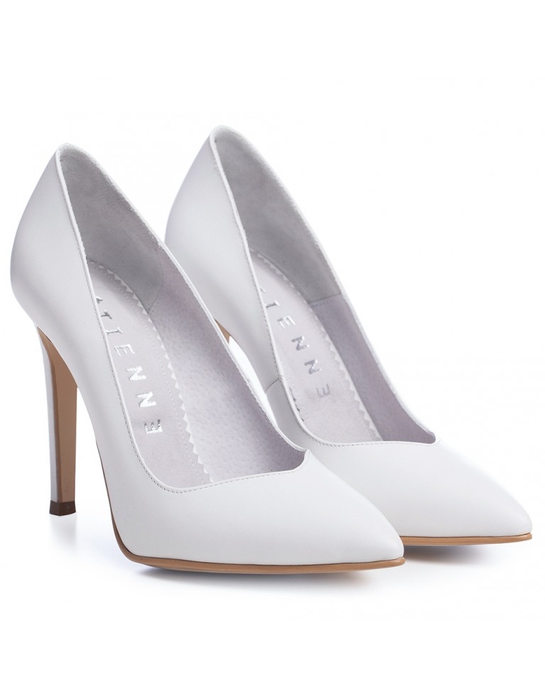 Pantofi stiletto albi Cinderella