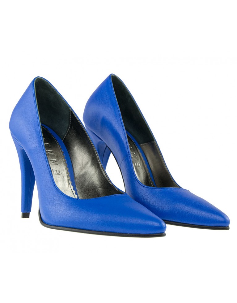 pantofi stiletto albastri cu toc 10cm