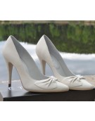 pantofi de mireasa albi cu funda