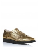 pantofi oxford auriu metalic cu talpa groasa