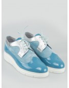 pantofi oxford de dama bleu albastru cu varf rotund bleu