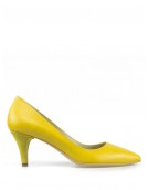 Pantofi dama stiletto galben cu toc mic 5cm