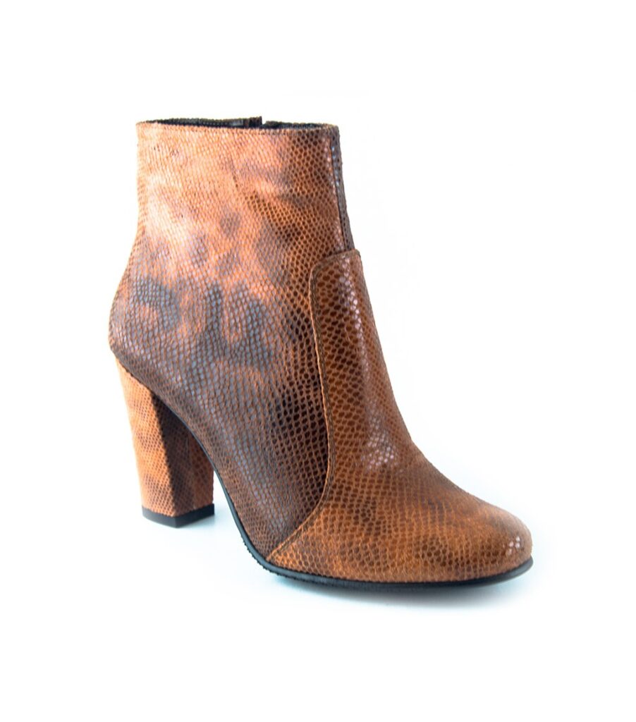 botine de dama cu snake print portocaliu