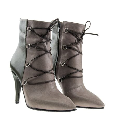 botine de dama cu siret khaki