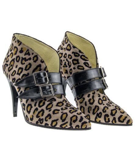 botine cu varf ascutit animal print