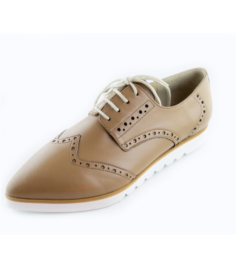 pantofi oxford maro nude cu talpa groasa