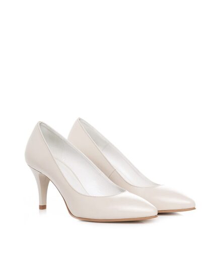 pantofi stiletto cu toc mic bej