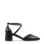 Sandale dama piele croco cu bareta si toc mic 5cm Zola