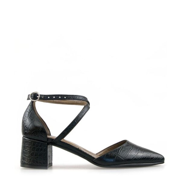 Sandale dama piele croco cu bareta si toc mic 5cm Zola