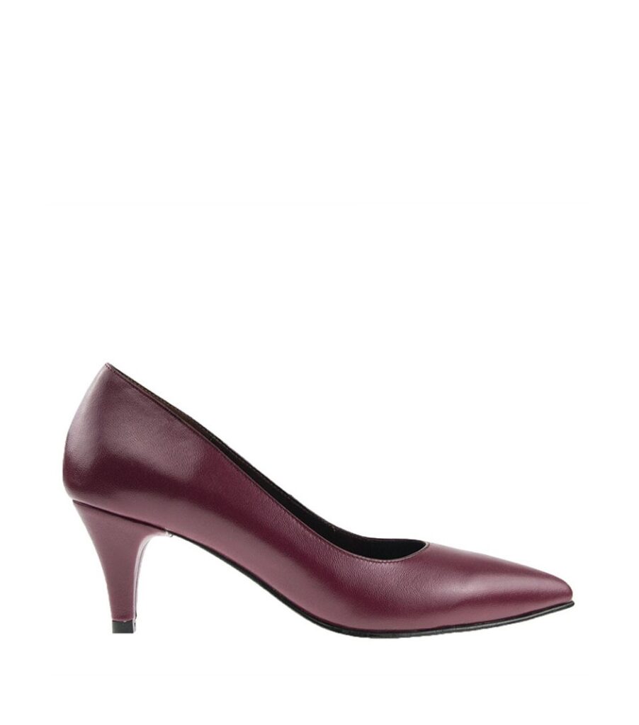 Pantofi dama stiletto marsala cu toc mic 5cm