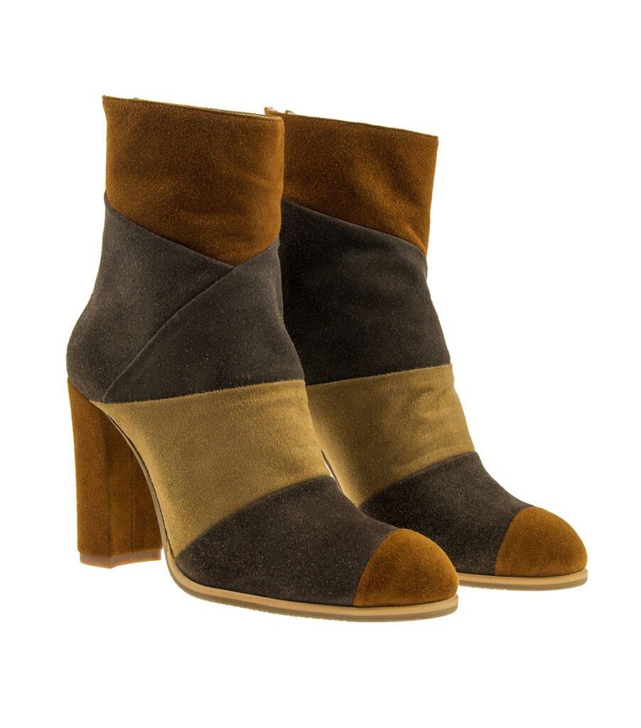 botine de dama cu piele intoarsa maro